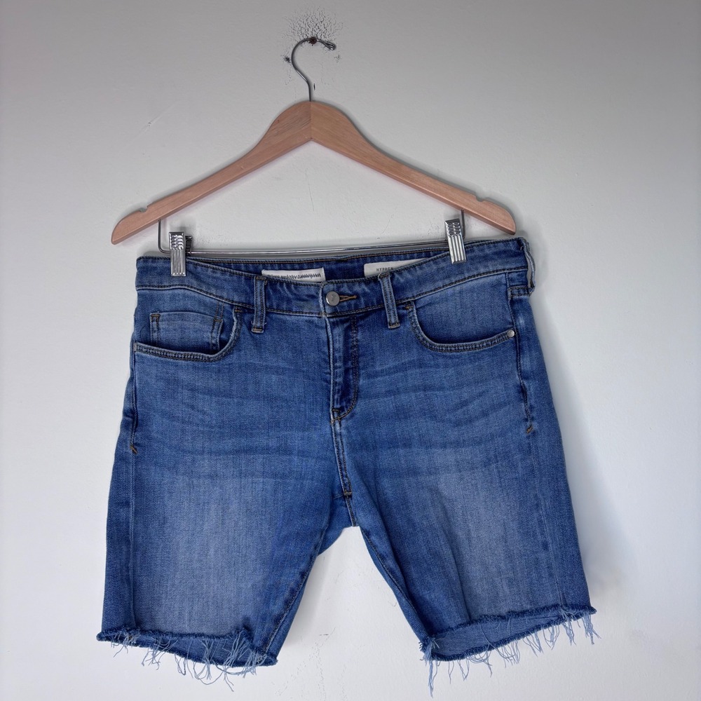 Anthropologie Pilcro Hyphen Long Medium Wash Denim Shorts Size 30